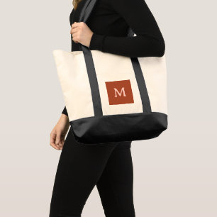 Burnt Orange Custom Monogram  Tote Bag