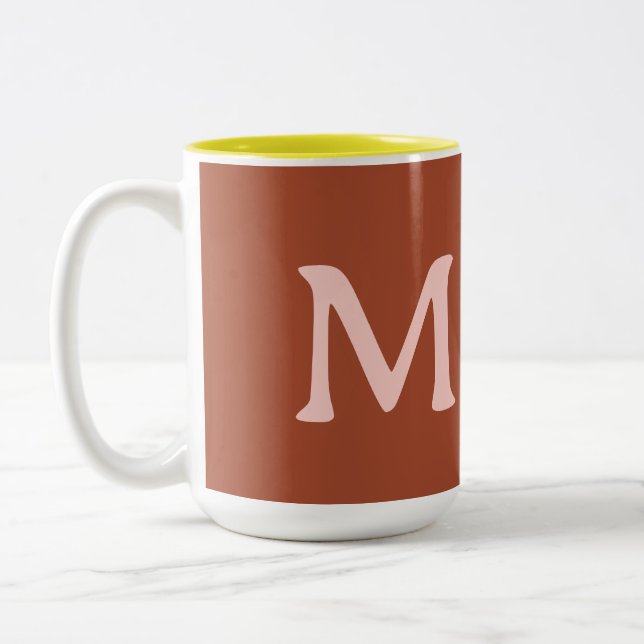 Burnt Orange Custom Monogram  Two-Tone Coffee Mug (Left)