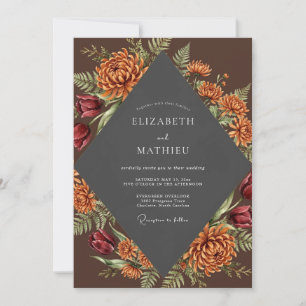 Burnt Orange Dahlia Wedding Invitation