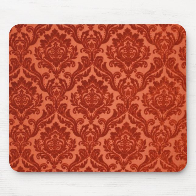Burnt Orange Damask Mousepad (Front)