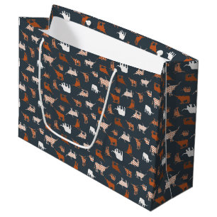 Burnt Orange & Dark Gray Patterned Longhorns Large Gift Bag