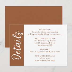 Burnt Orange Decorative Calligraphy Enclosure Card