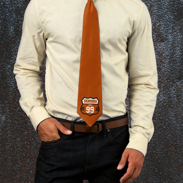 Burnt Orange Distressed Seniors Road Sign Tie (Creator Uploaded)