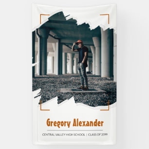 Burnt Orange Edgy Abstract Brushstroke Photo Grad Banner