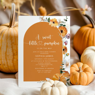 Burnt orange Fall arch pumpkin baby shower  Invitation