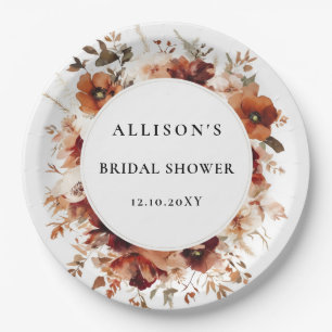 Burnt Orange Fall Bridal Shower Thank You Paper Plate