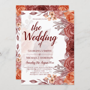 Burnt Orange FALL Floral Botanical WEDDING Invitation