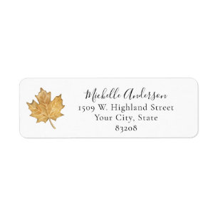 Burnt Orange Fall Maple Leaf Return Address