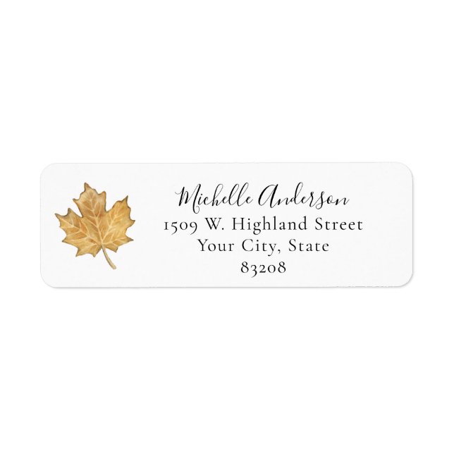Burnt Orange Fall Maple Leaf Return Address (Front)