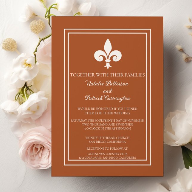 Burnt Orange Fleur de Lis Wedding Invitation (Burnt Orange Fleur de Lis Wedding Invitation)