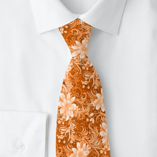 Burnt Orange Floral Batik Tie
