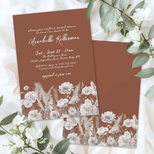 Burnt Orange Floral Boho Bridal Shower Invitation