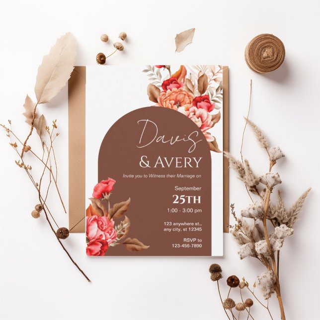 Burnt Orange Floral Boho Wedding Invite (Creator Uploaded)