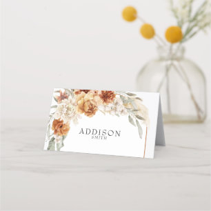 Burnt Orange Floral Boho Wedding Place Card