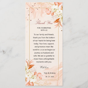 Burnt Orange Floral Celestial Table Thank You Card