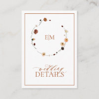 Burnt Orange Floral Crest Monogram Wedding Details