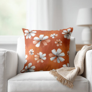 Burnt Orange Floral Cushion