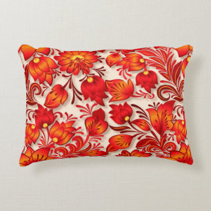 Burnt orange floral elegant accent pillow