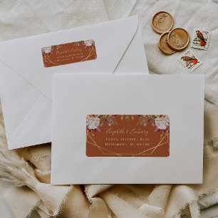 Burnt Orange Floral Fall Wedding Return Address