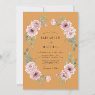 Burnt Orange Floral Flourish Wedding Invitation