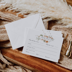 Burnt Orange Floral Garden Wedding Meal Choice RSVP Card