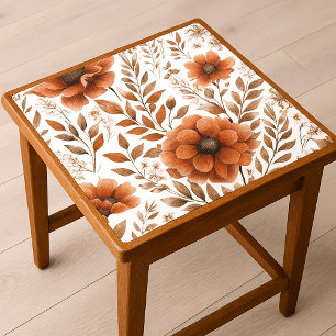 Burnt Orange Floral on White Tissue Paper