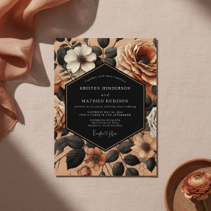 Burnt Orange Floral Opulence Wedding Invitation