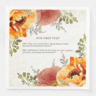Burnt Orange Floral Our First Text Wedding  Napkin