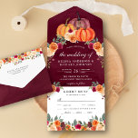 Burnt Orange Floral Pumpkin Burgundy Wedding All In One Invitation<br><div class="desc">Amaze your guests with this elegant wedding invite featuring beautiful flowers and modern typography with detachable RSVP postcard. Simply add your event details on this easy-to-use template to make it a one-of-a-kind invitation.</div>