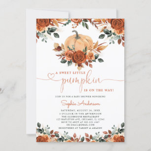 Burnt Orange Floral Pumpkin Fall Baby Shower Invitation