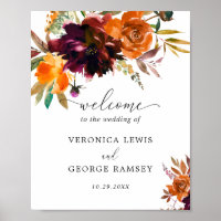 Burnt Orange Floral Rustic Fall Welcome Wedding
