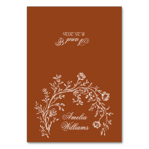 Burnt Orange Floral Terracotta Wedding Place Cards
