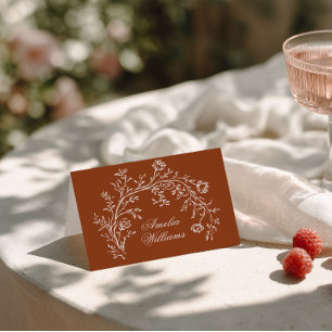 Burnt Orange Floral Terracotta Wedding Place Cards