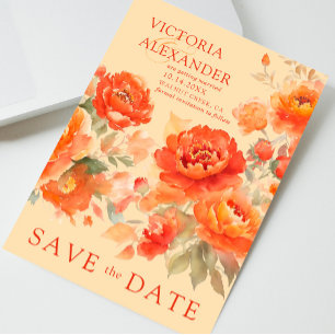 Burnt Orange Floral Wedding  Save The Date