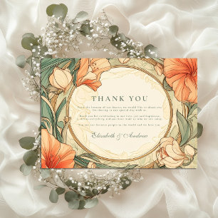 Burnt Orange Floral wedding Thank You Card