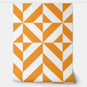 Burnt Orange Geometric Art Deco Wallpaper