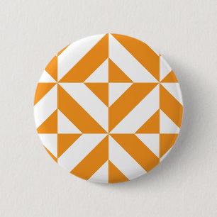 Burnt Orange Geometric Deco Cube Pattern 6 Cm Round Badge