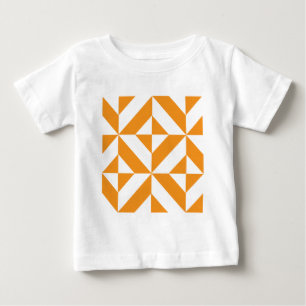 Burnt Orange Geometric Deco Cube Pattern Baby T-Shirt