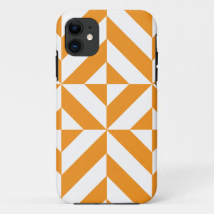 Burnt Orange Geometric Deco Cube Pattern iPhone 11 Case
