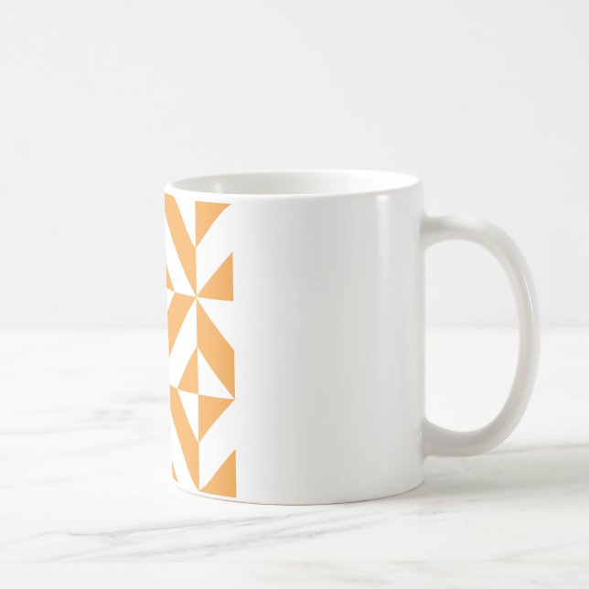 Burnt Orange Geometric Deco Cube Pattern Coffee Mug (Right)