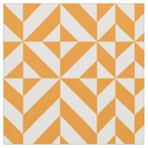 Burnt Orange Geometric Deco Cube Pattern Fabric