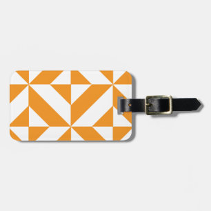 Burnt Orange Geometric Deco Cube Pattern Luggage Tag