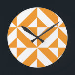 Burnt Orange Geometric Deco Cube Pattern Round Clock<br><div class="desc">This abstract,  geometric cubed pattern will add vibrance and classic flair to any home or office decor. Always ready for you to personalize with your name and/or your loved one's name,  as well.</div>