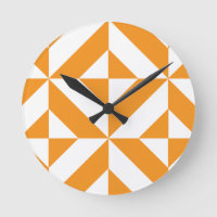 Burnt Orange Geometric Deco Cube Pattern