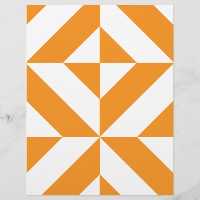 Burnt Orange Geometric Deco Cube Scrapbook Paper (Front)