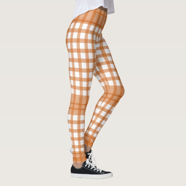 Burnt Orange Gingham Blocks Leggings (Right)