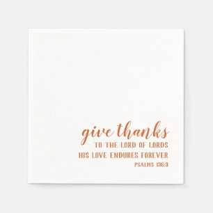 Burnt Orange Give Thanks Religious Thanksgiving Napkin