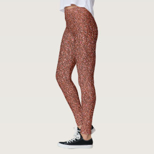 Burnt Orange Glitter Texture Leggings