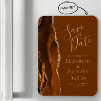 Burnt Orange Gold Agate Brown Save the Date