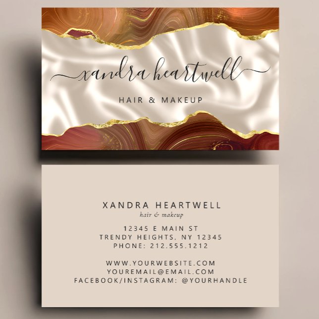 Burnt Orange Gold Agate Ivory Luxury Stylist Business Card (Creator Uploaded)